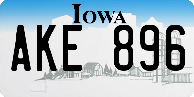 IA license plate AKE896