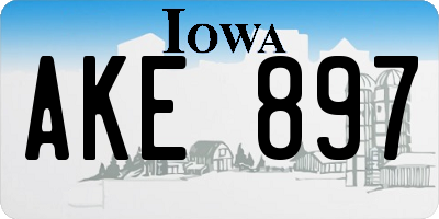 IA license plate AKE897