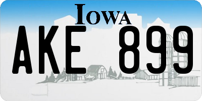 IA license plate AKE899