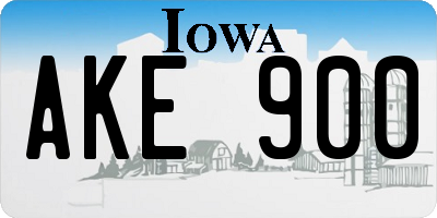 IA license plate AKE900