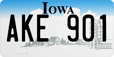 IA license plate AKE901