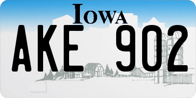 IA license plate AKE902