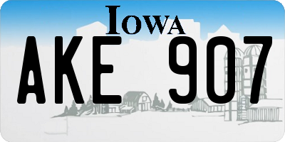 IA license plate AKE907