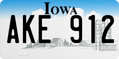 IA license plate AKE912