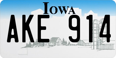 IA license plate AKE914