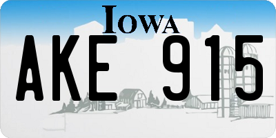 IA license plate AKE915