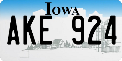 IA license plate AKE924
