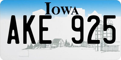 IA license plate AKE925