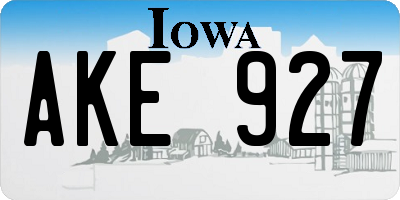 IA license plate AKE927