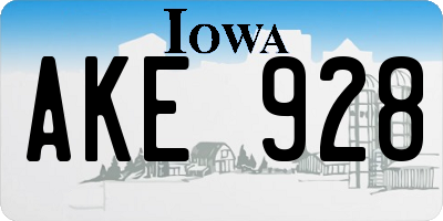 IA license plate AKE928