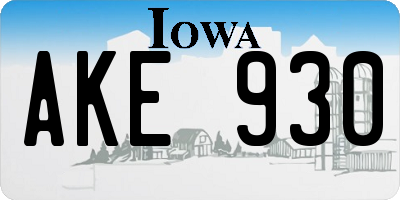 IA license plate AKE930