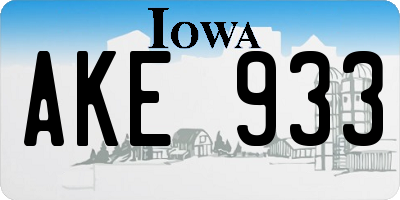 IA license plate AKE933