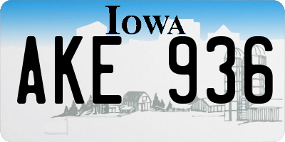 IA license plate AKE936