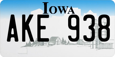 IA license plate AKE938