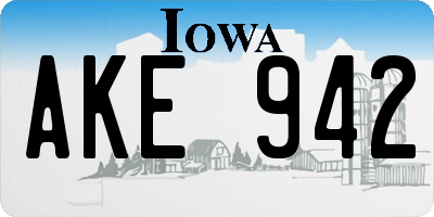 IA license plate AKE942