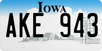 IA license plate AKE943