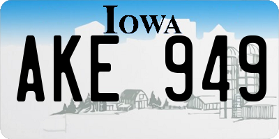 IA license plate AKE949