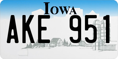 IA license plate AKE951