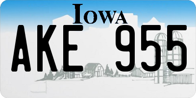 IA license plate AKE955