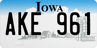 IA license plate AKE961