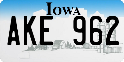 IA license plate AKE962