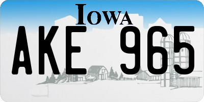 IA license plate AKE965