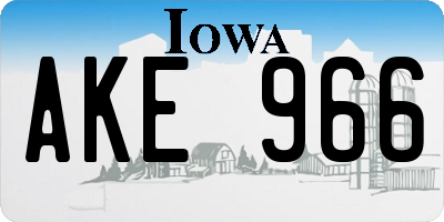 IA license plate AKE966