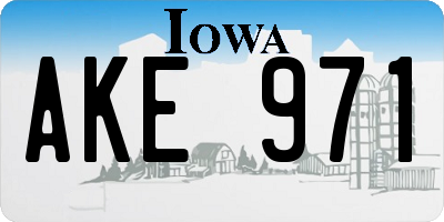 IA license plate AKE971