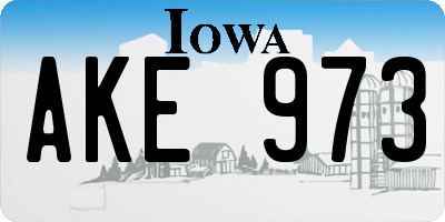 IA license plate AKE973