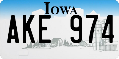 IA license plate AKE974