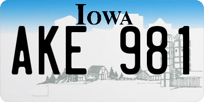 IA license plate AKE981