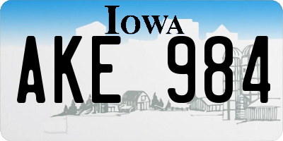 IA license plate AKE984