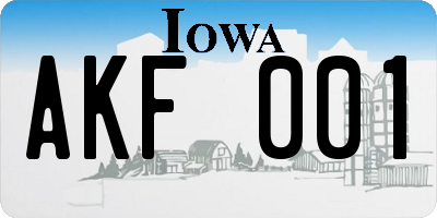 IA license plate AKF001