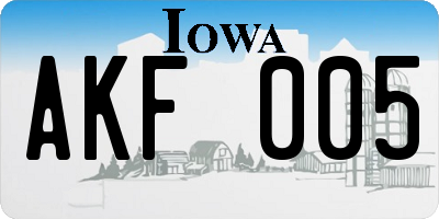 IA license plate AKF005