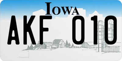 IA license plate AKF010