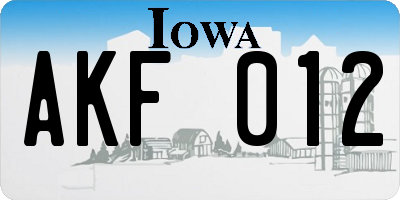 IA license plate AKF012