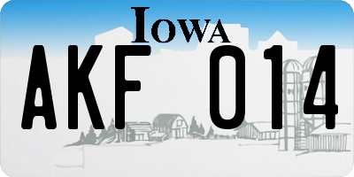 IA license plate AKF014