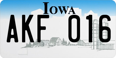 IA license plate AKF016