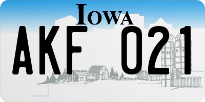 IA license plate AKF021