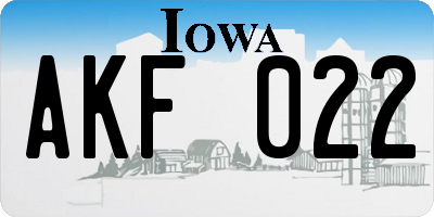 IA license plate AKF022
