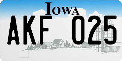 IA license plate AKF025