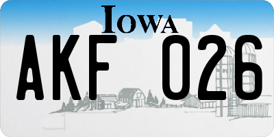 IA license plate AKF026