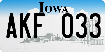 IA license plate AKF033