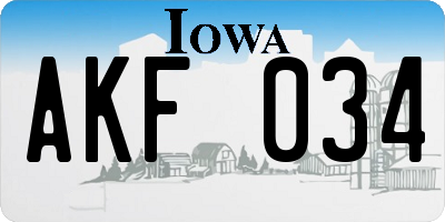 IA license plate AKF034