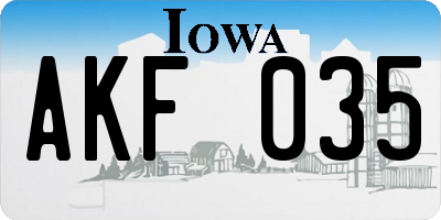 IA license plate AKF035