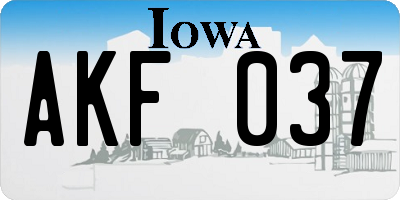 IA license plate AKF037
