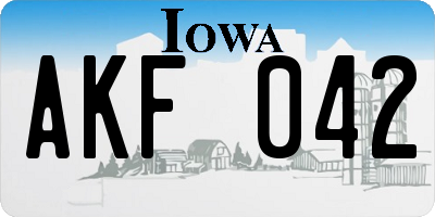 IA license plate AKF042
