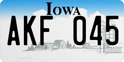 IA license plate AKF045