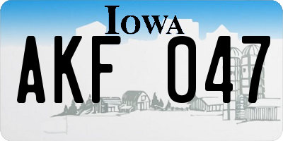 IA license plate AKF047