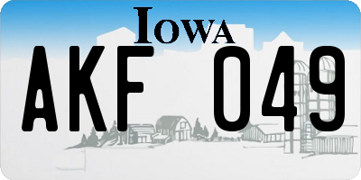 IA license plate AKF049